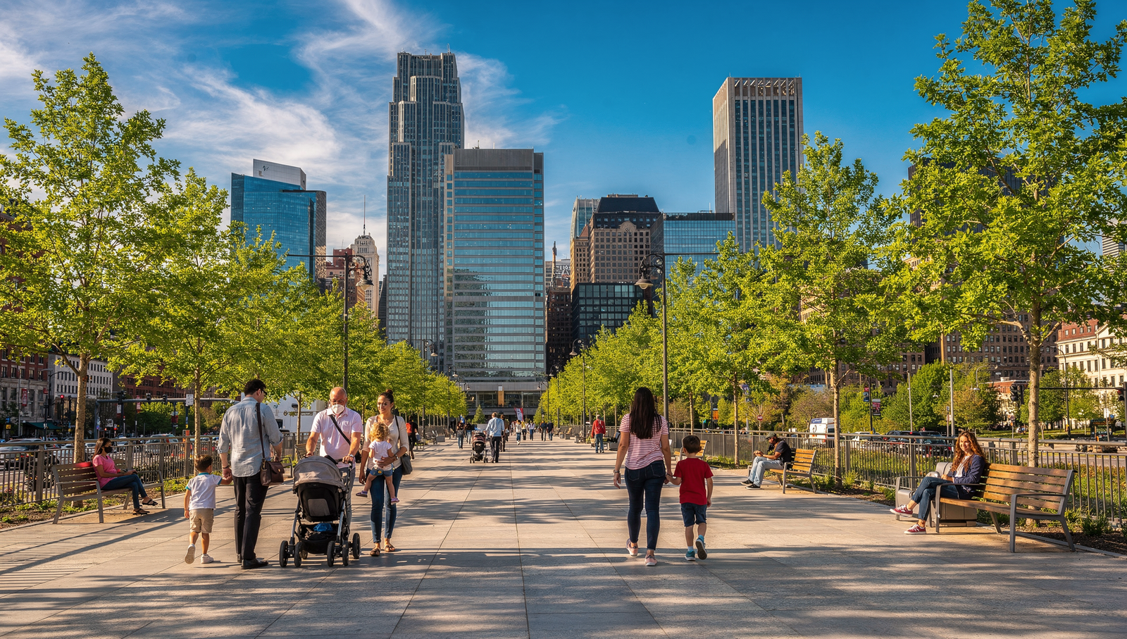 Liberty State Park waterfront with Manhattan skyline and Statue of Liberty