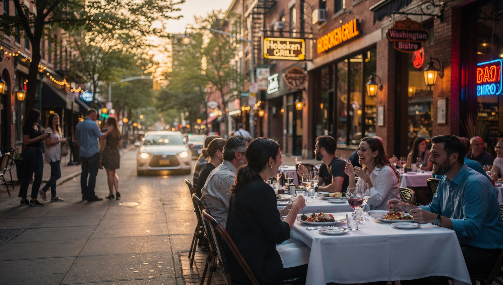 Hoboken waterfront walk with Manhattan skyline views